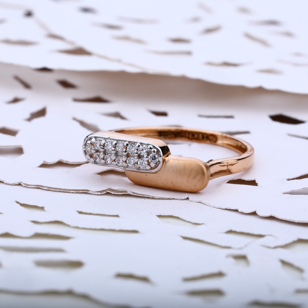 Ladies Rose Gold Cz Ring-RLR11