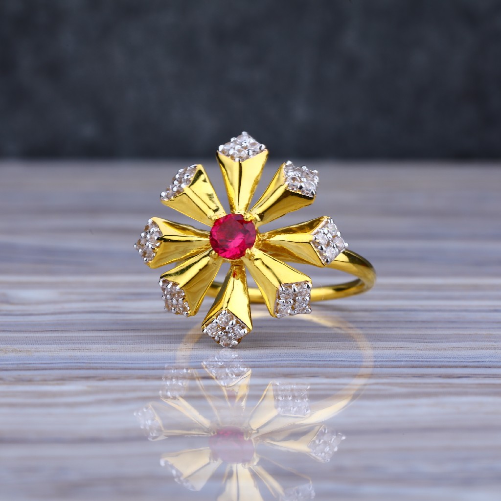 Ladies 916 Gold Cz Ring-LLR53