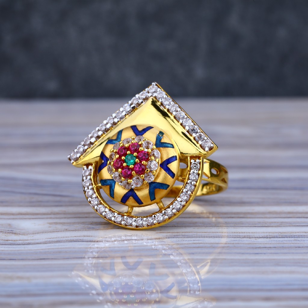 Ladies 916 Gold Cz Ring-LLR41