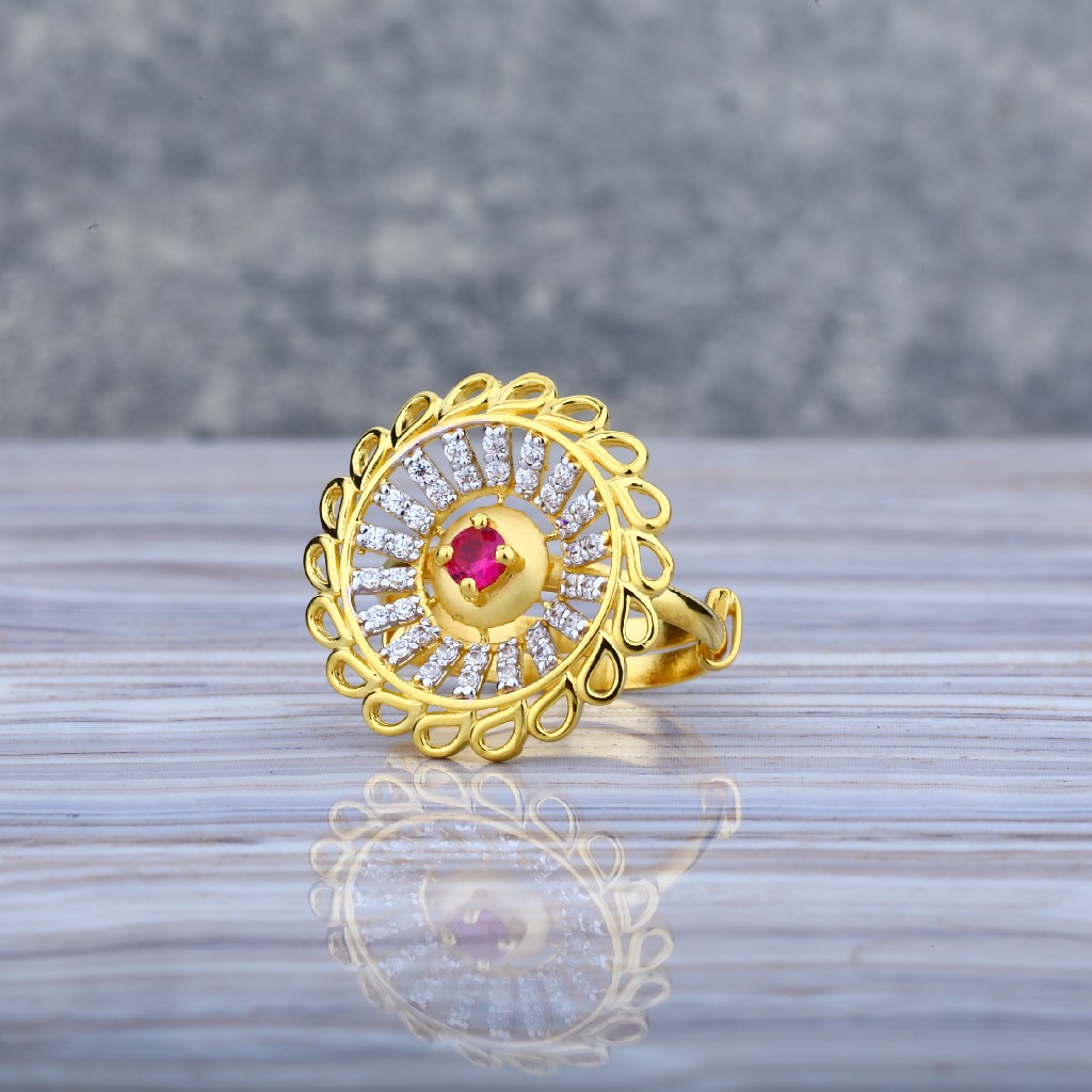 Ladies Long Fancy Cz Gold Ring-LLR03
