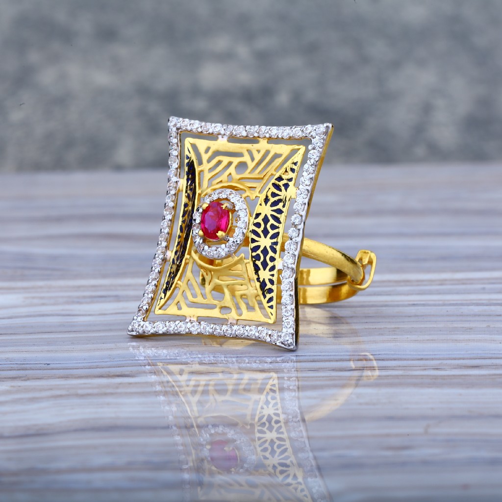 Ladies 916 Gold Cz Ring-LLR01