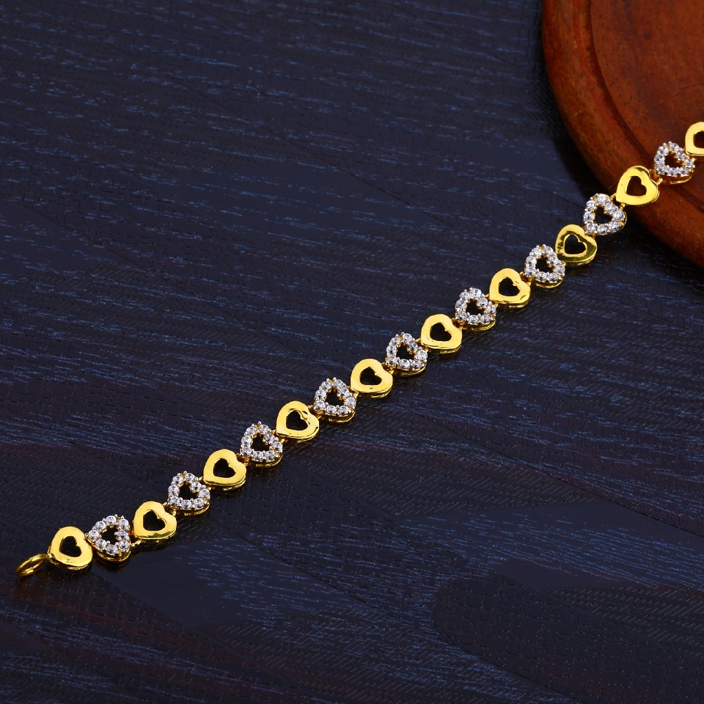 Ladies 22K Gold Cz Bracelet-LB59