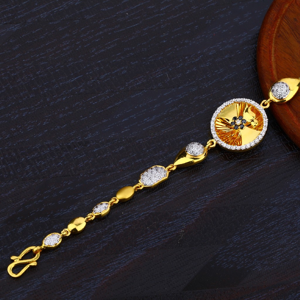 Ladies 916 Cz Gold Bracelet-LB11