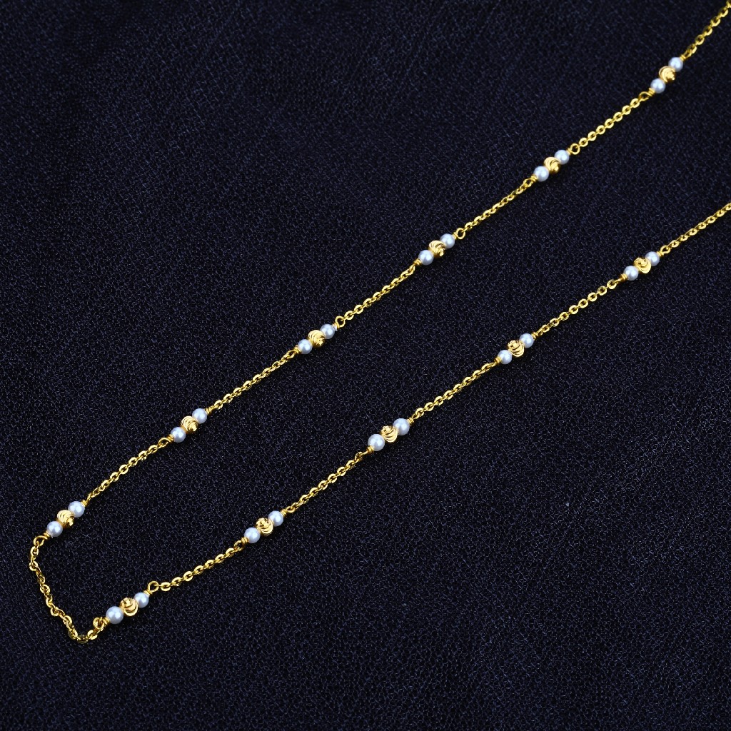 916 Gold Ladies White Moti Mala-AC46