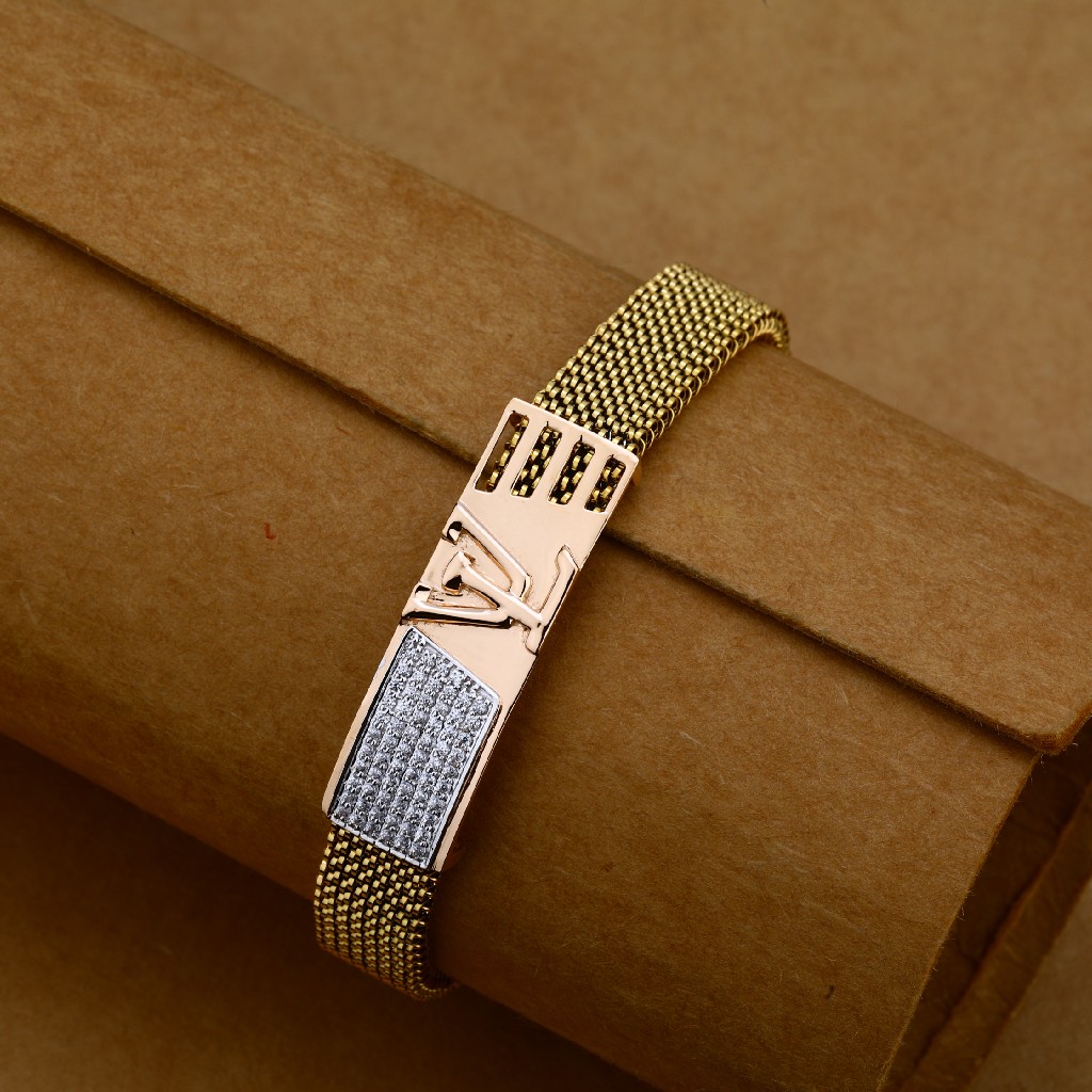 Mens Rose Gold Leather Kada-MLB85