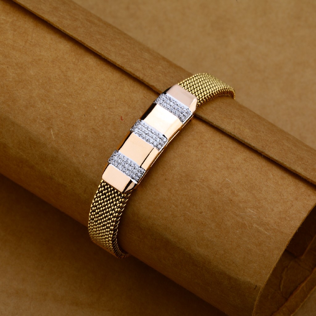 Mens Rose Gold 18K Leather Bracelet-MLB84