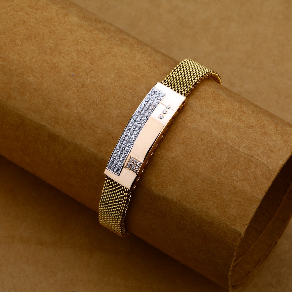 Mens Gold Leather Bracelet-MLB83
