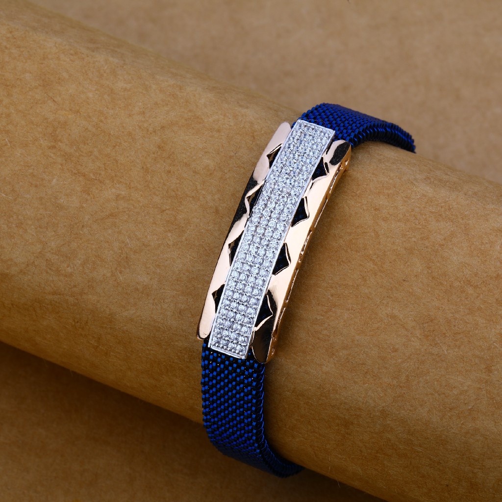 Mens Rose Gold Leather Bracelet-MLB37