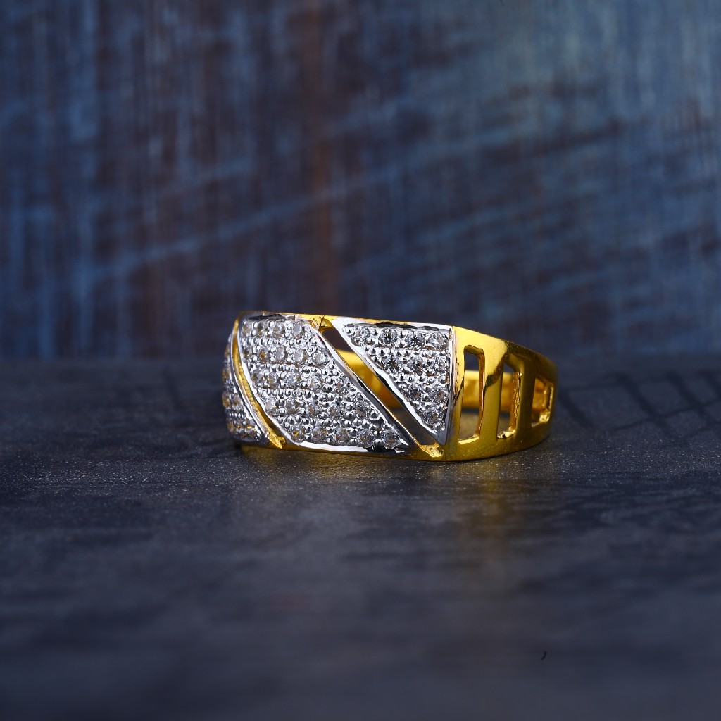 Mens Gold Cz 22K Ring-MR159