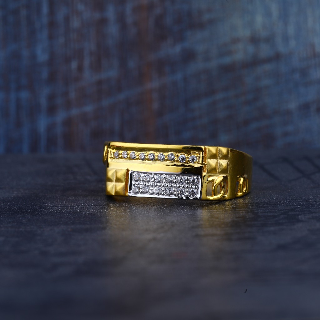 Mens 22K Gold Cz Ring-MR155