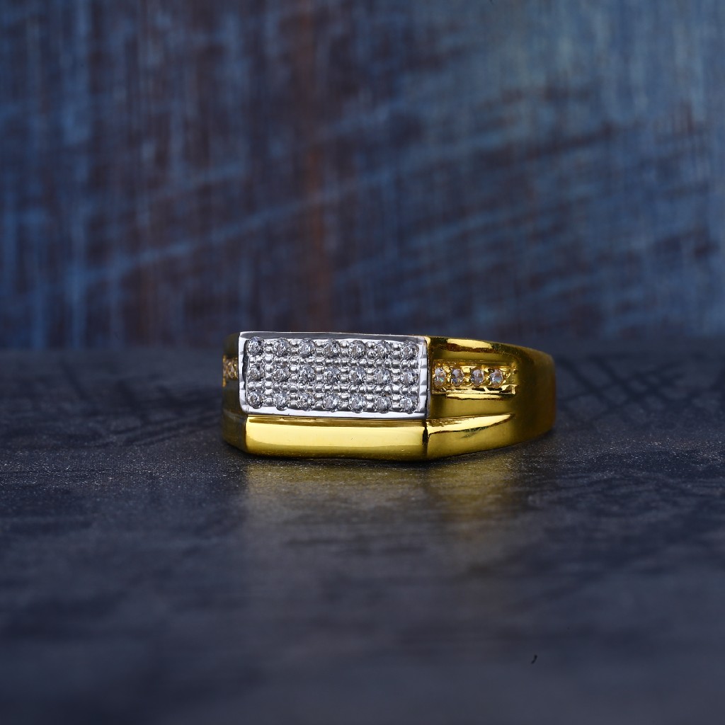 Mens 916 Gold Cz Ring-MR141