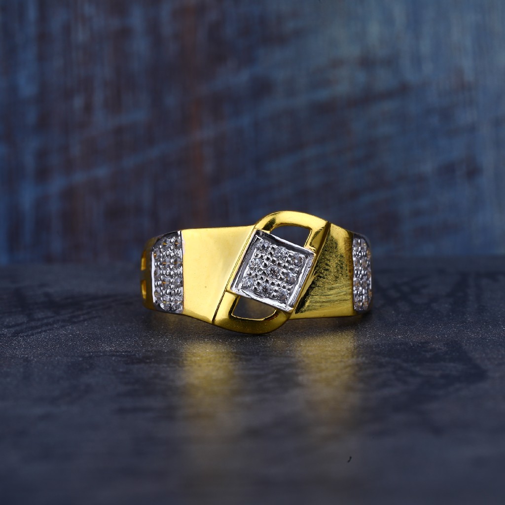 Mens Cz Gold 22K Ring-MR132