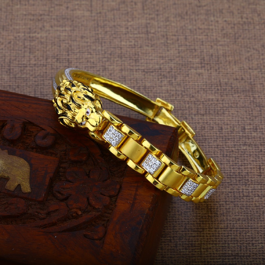 Mens Gold Lion Kada Bracelet-MKB10
