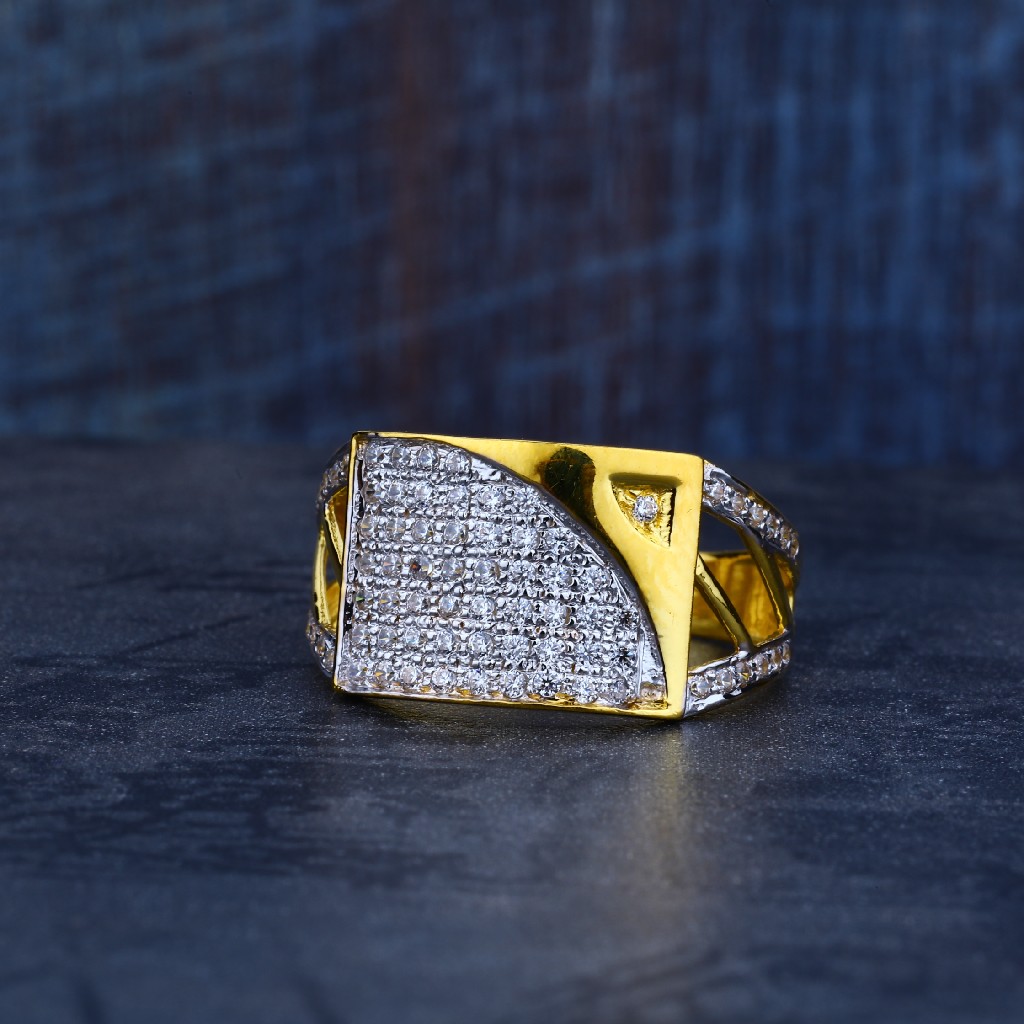 Mens 916 Light Weight Gold Cz Ring-MR105