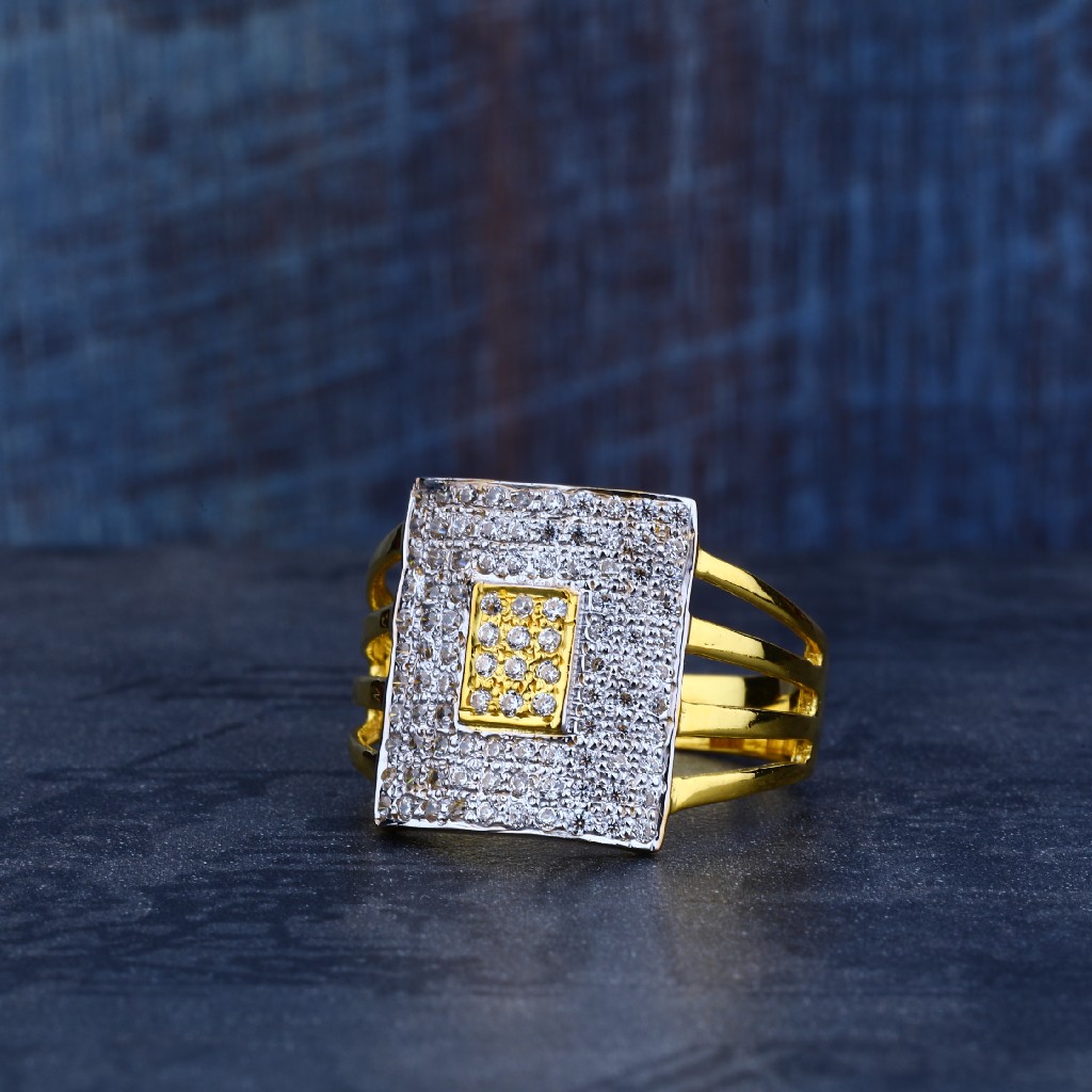 Mens 22K Gold Light Weight Cz Ring-MR93