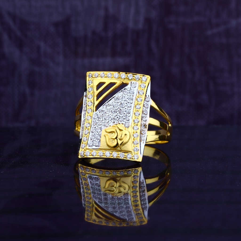 Mens Om God Gold 22K Ring-MGR59