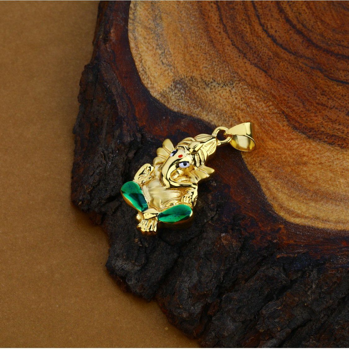 Hollow 18K Gold Ganesha Pendant-HLP35