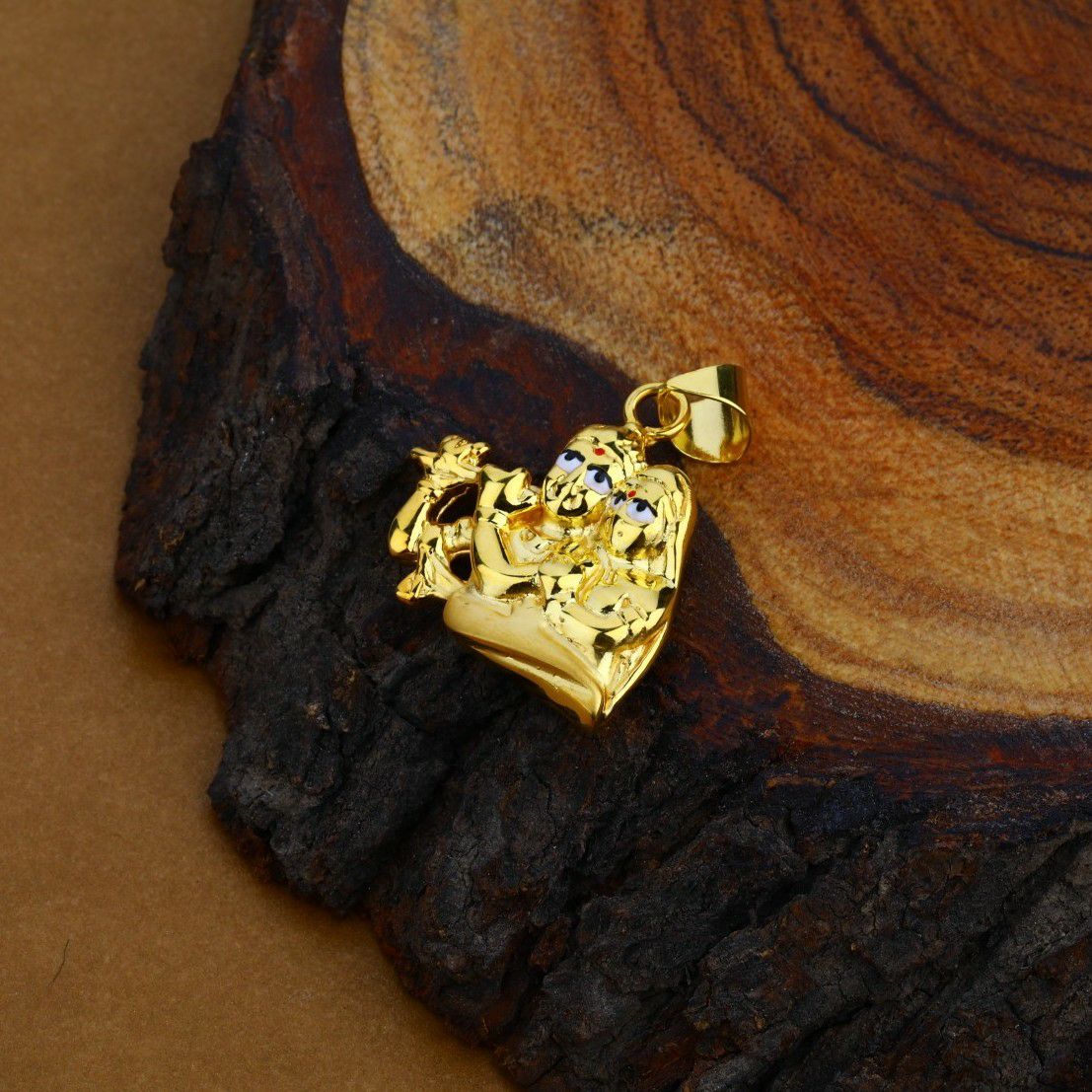 Radha Krishna God 18K Hollow Gold Pendant-HLP15