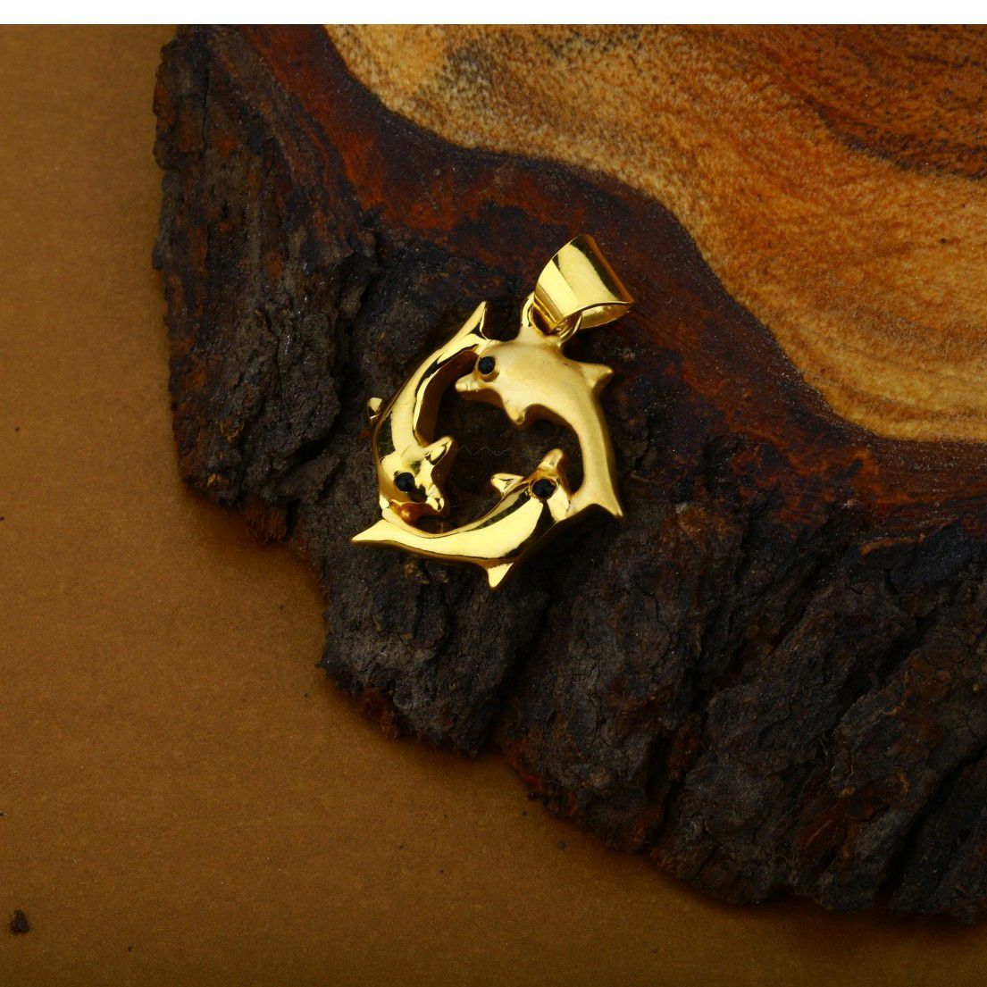 Dolphine Gold Hollow Pendant-HLP06