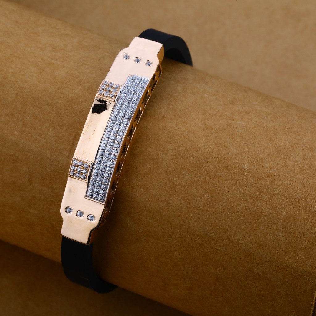 Rose Gold Mens Leather Bracelet-MLB35