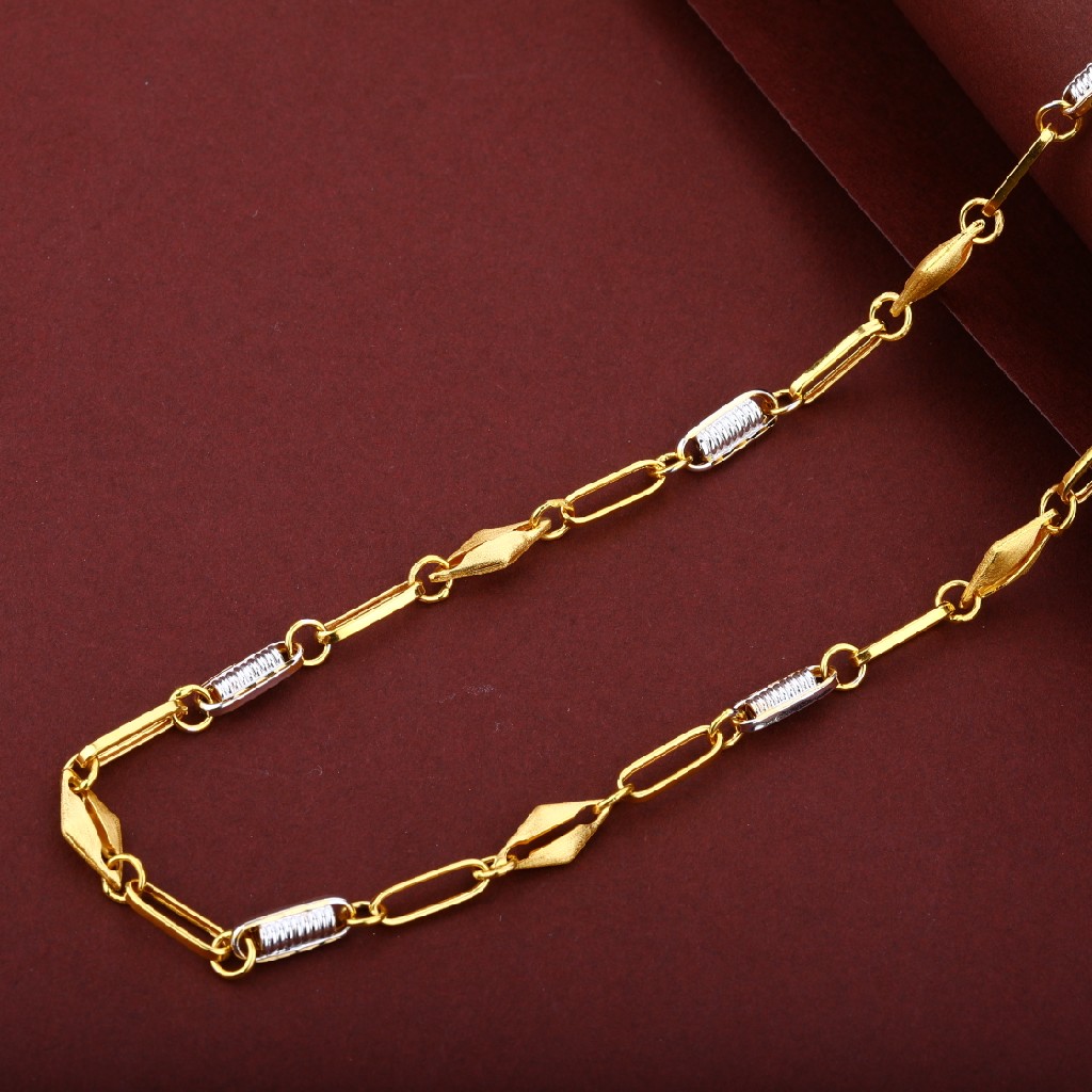 Plain Gold 916 Cz Designer Mens Chain-MTC29