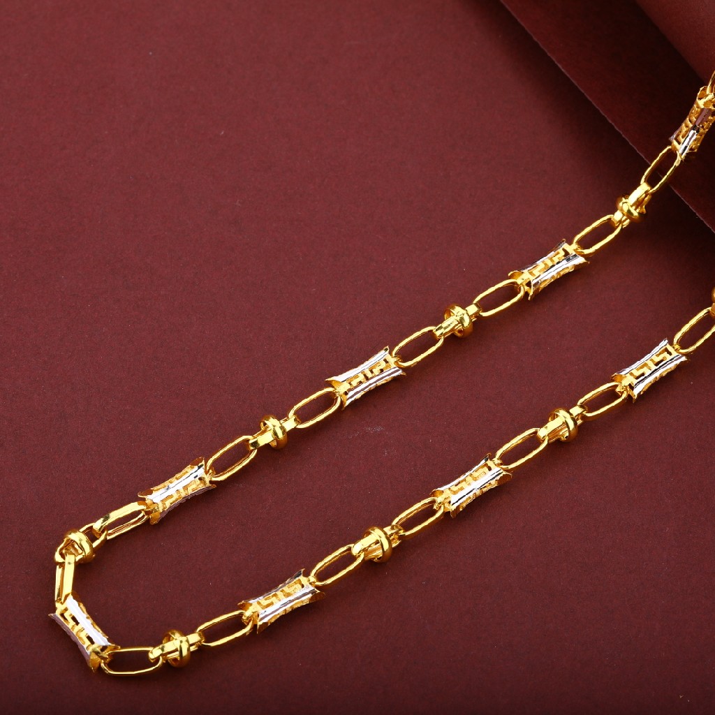 Mens 22K Gold Plain Cz Turkey Chain-MTC28
