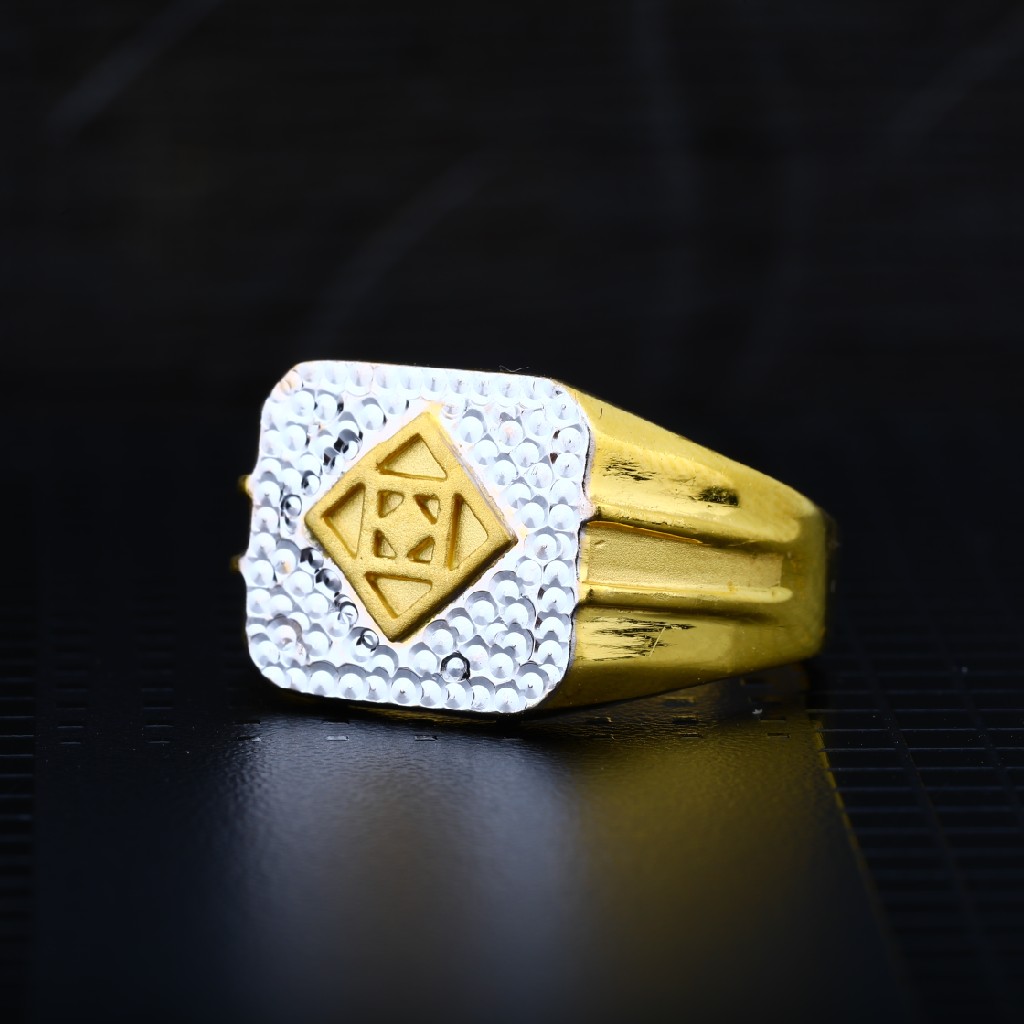 Mens 22K Plain Simple Gold Rodium Daily Wear Cz Ring-MPR20