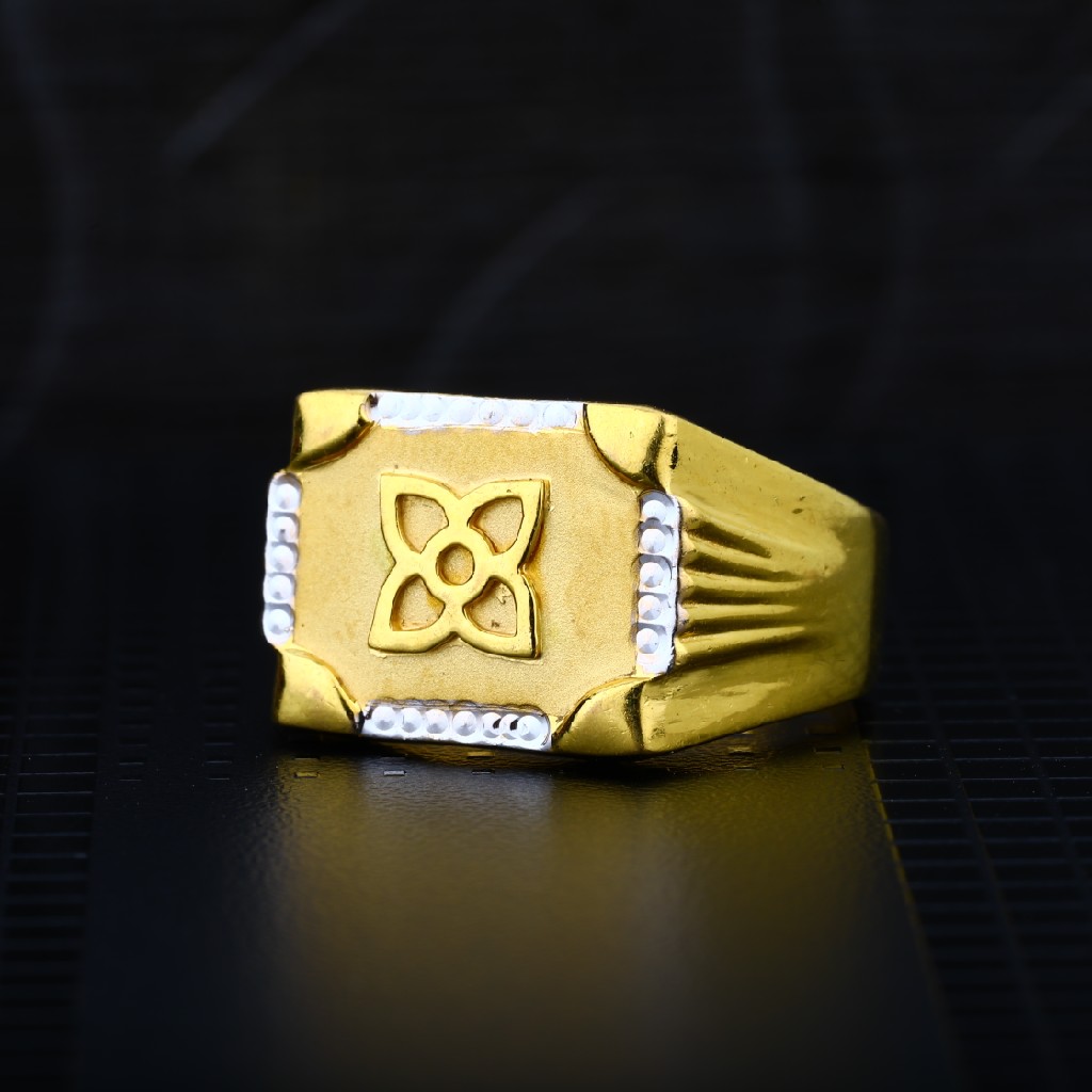 Daily Wear Cz 916 Plain Gold Mens Ring-MPR15