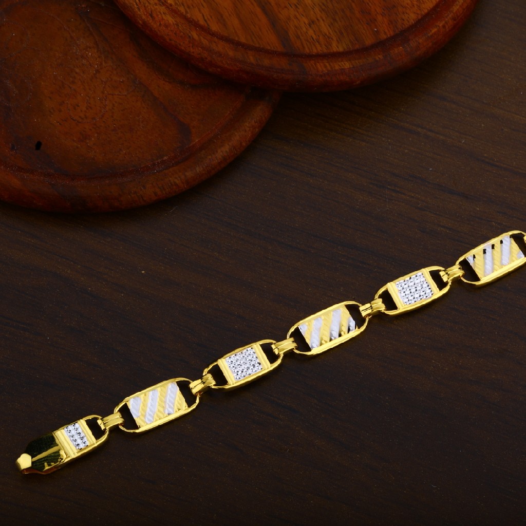 Daily Wear Light Weight 916 Gold Cz Mens Bracelet-MPB52