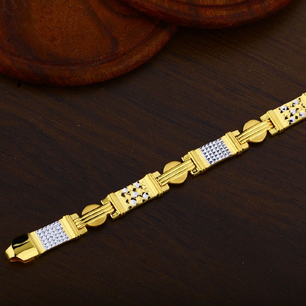 Mens 916  Cz Gold Plain Bracelet-MPB41