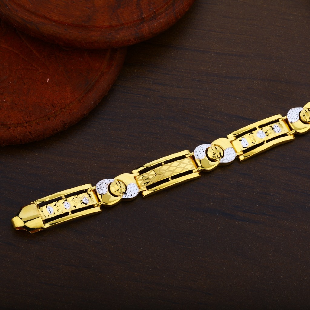 Mens 916 Gold Rodium Plain Cz Bracelet-MPB34