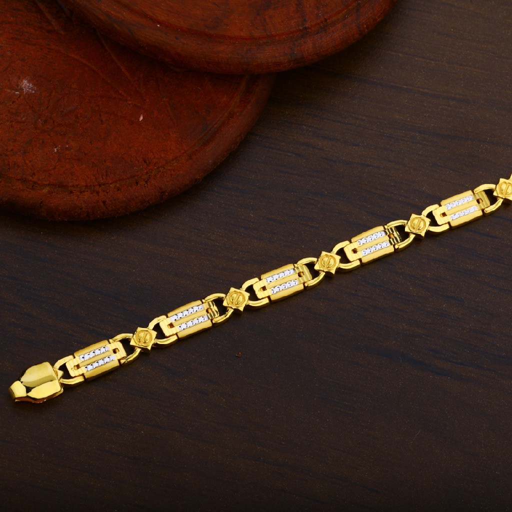 Mens 22K Light Weight Gold Cz Bracelet-MPB27