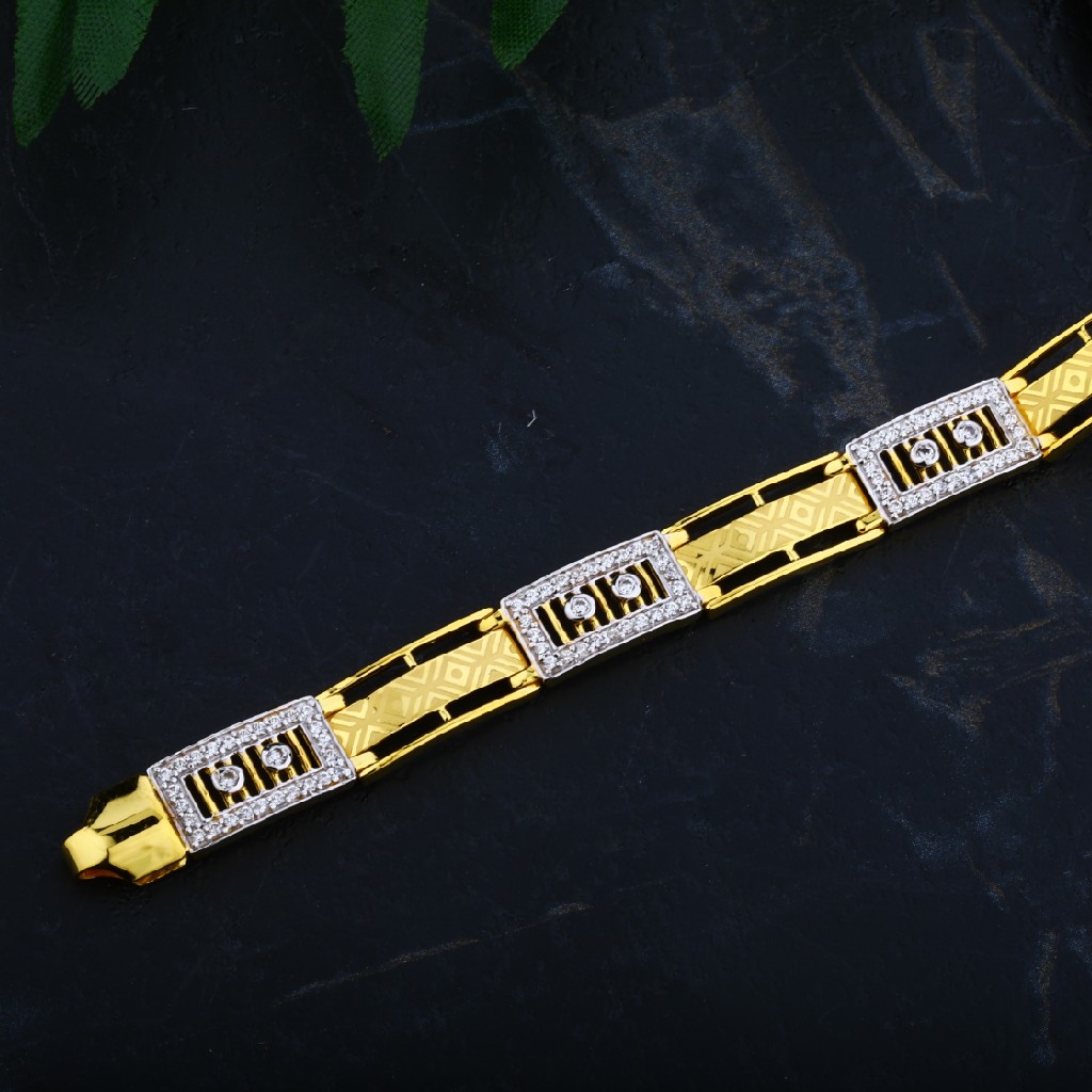 Mens Daily Wear Simple 916 Gold Cz Bracelet-MCB14