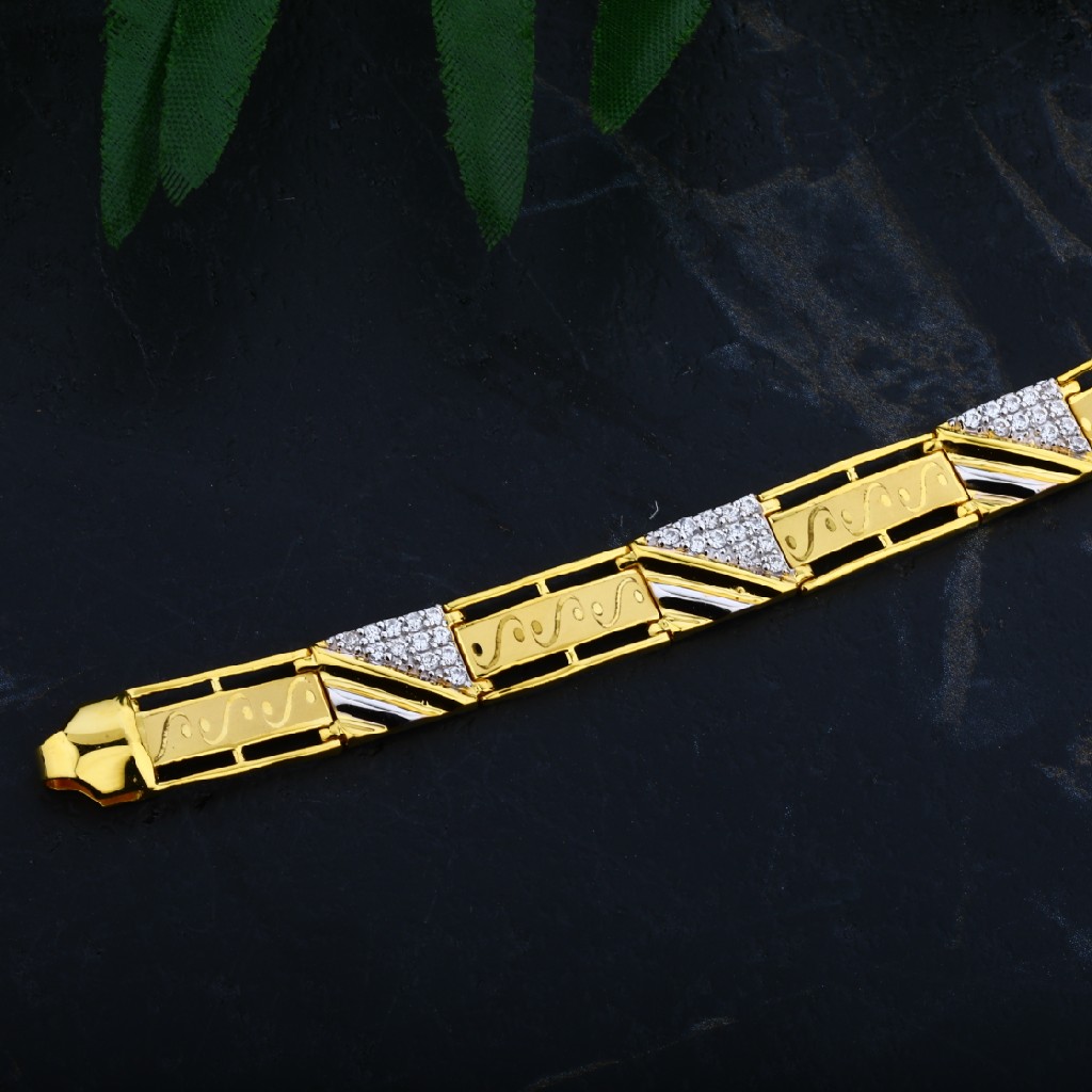 Mens Diamond Casting 22K Gold Cz Bracelet-MCB04
