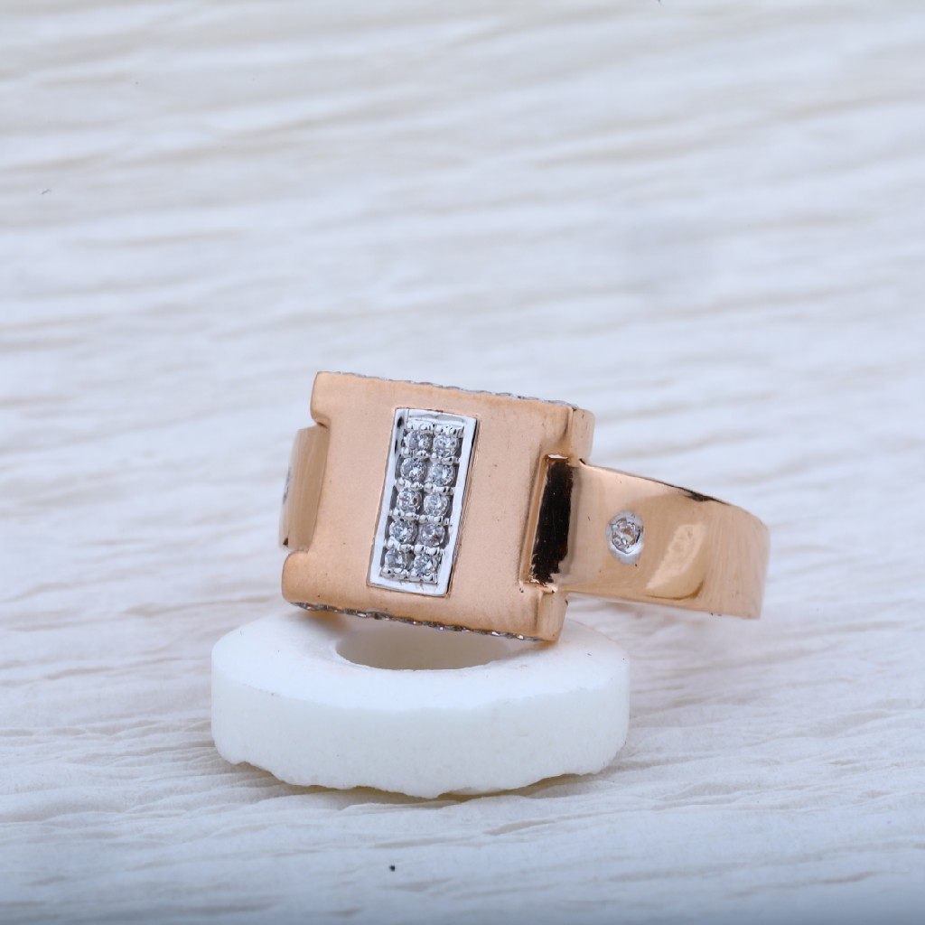 Mens 18K Daily Wear Rose Gold Cz Ring-RMR10