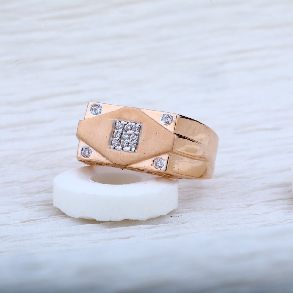 Mens 76 melting rose gold designer cz ring-rmr05