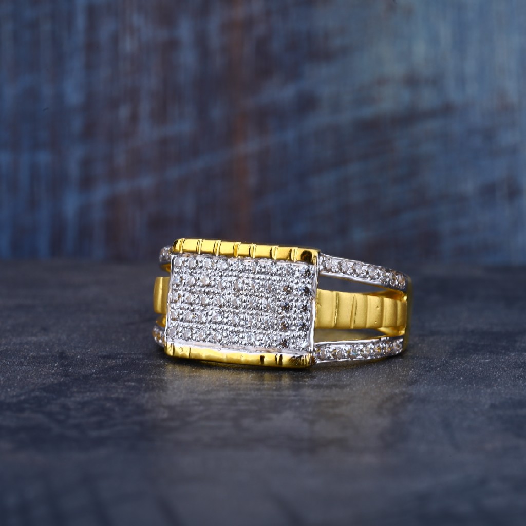 Mens Exclusive 916 Gold Light Weight Cz Ring-MR70