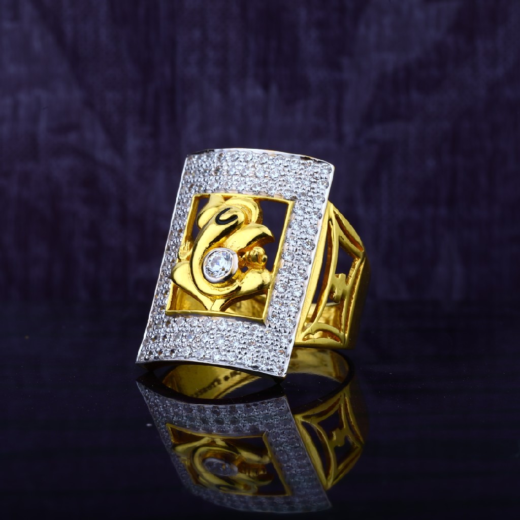 Mens Exclusive Ganpati Designer God Gold Ring-MGR47
