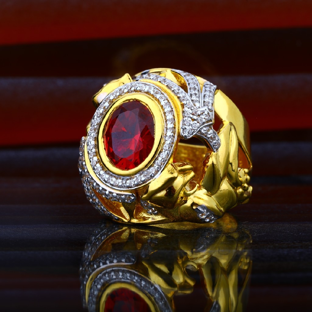 Nens Exclusive Colour Stone Designer 916 Gold Ring-MHR46