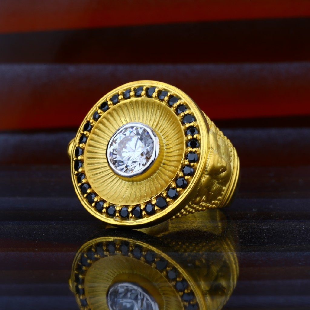 Exclusive Mens 916 Fancy White Stone Gold Ring-MHR40