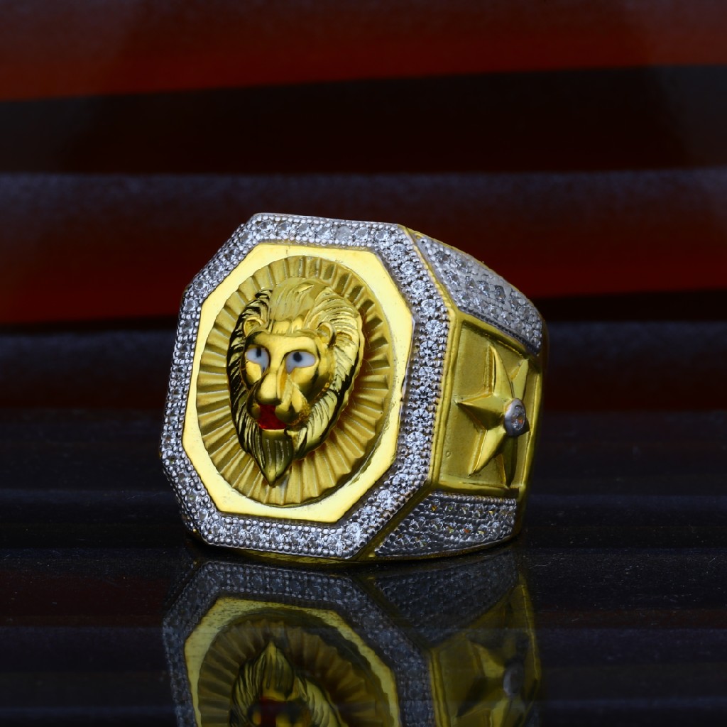 Mens Lion King Design Exclusive 916 Gold Ring-MHR06