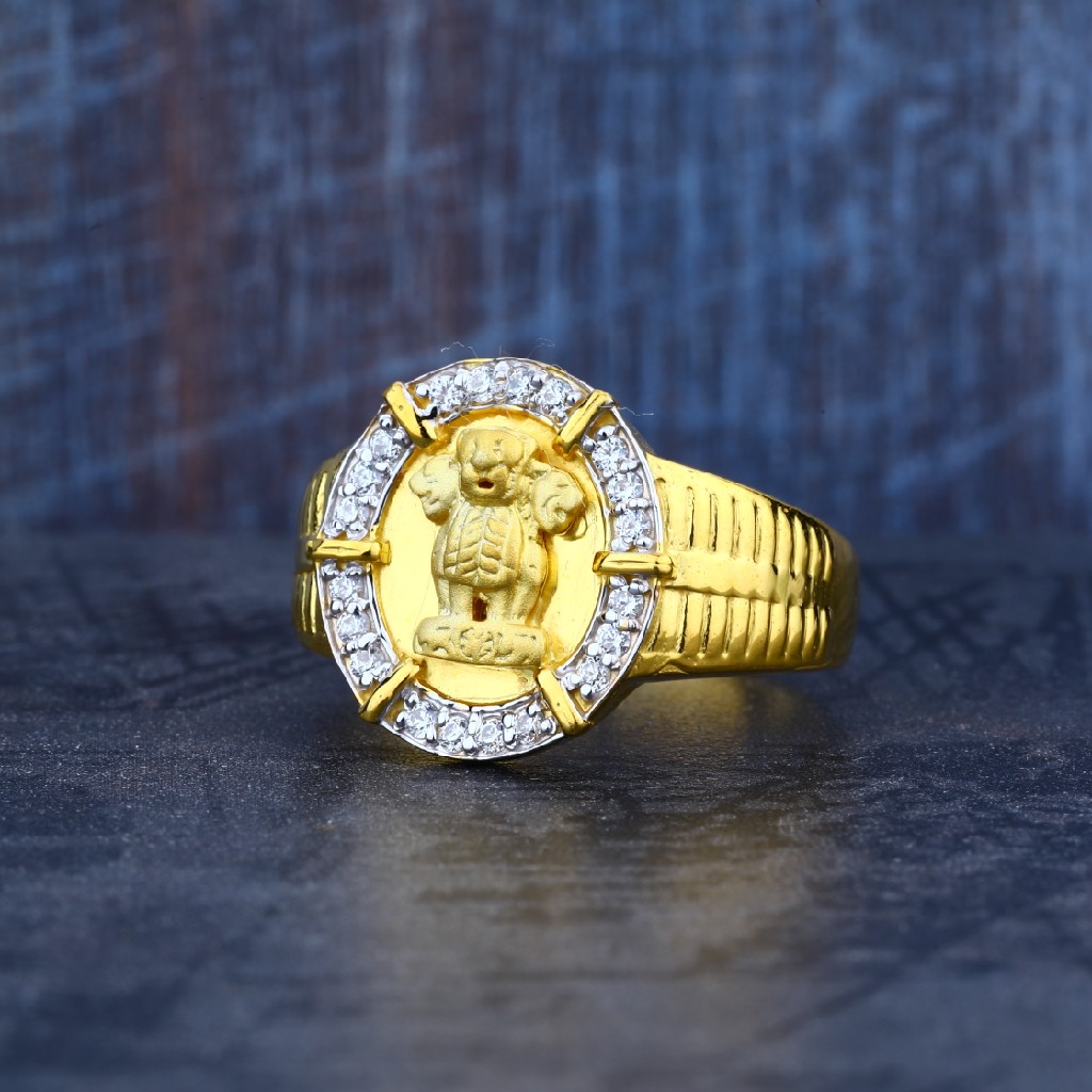 Mens Cz Ashok Stambh 916 Gold Ring-MR08
