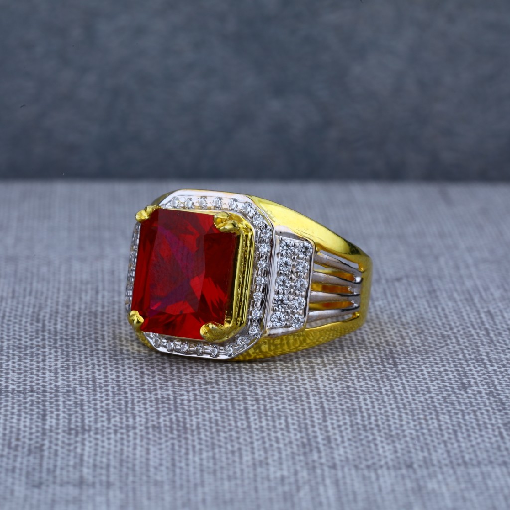 Exclusive 22ct Mens Fancy Simple Solitaire Gold Ring-MSR54