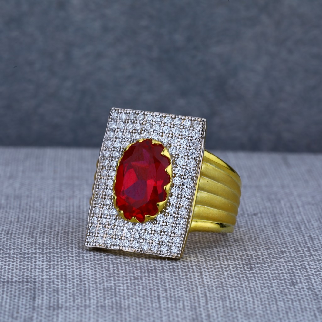 Mens Exclusive Long Solitaire Gold 916 Ring-MSR46