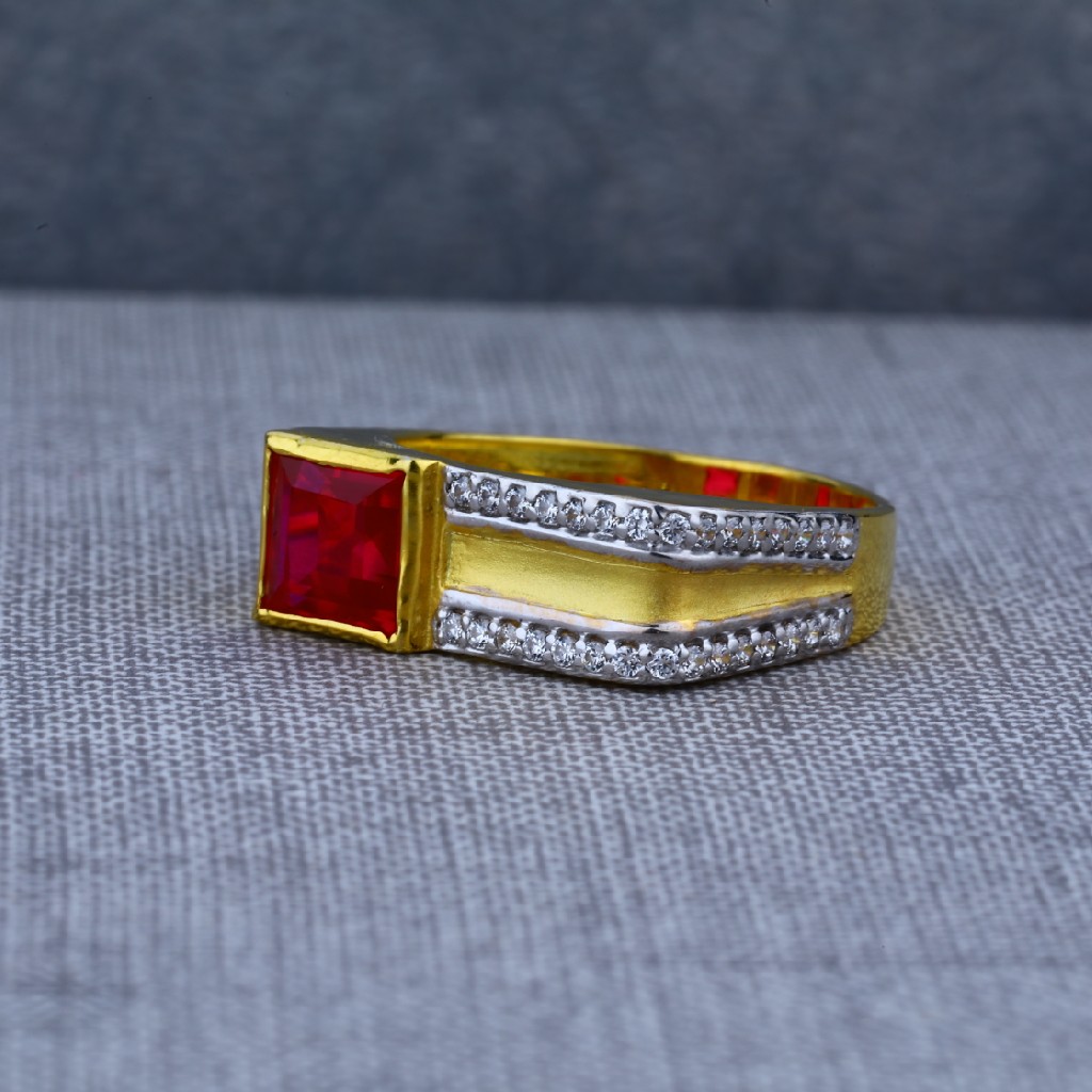 Mens Square Shape Solitaire 916 Gold Ring-MSR42