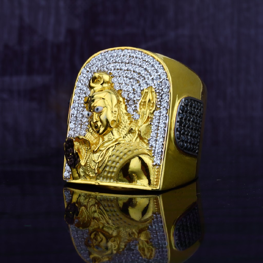 Exclusive Mens 916 Shivji God Heavyweight Gold Ring-MGR42