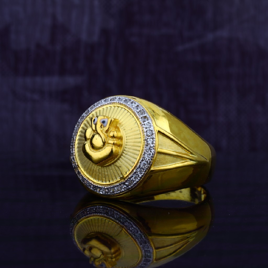 Ganpati Bappa Gold Mens 916 Ring-MGR27
