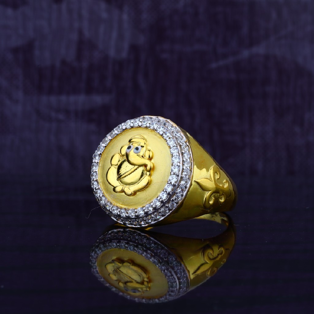God Ganesha Gold 916 Mens Ring-MGR24