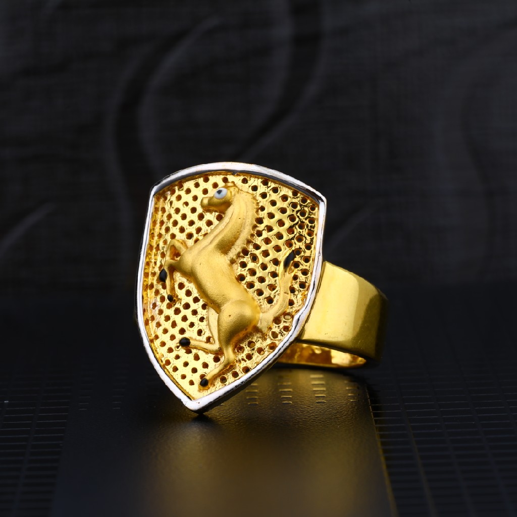 Mens Horse Fancy Plain Gold Ring-MPR08