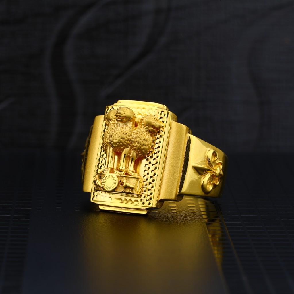 Mens AshokStambh Plain Gold Ring-MPR07